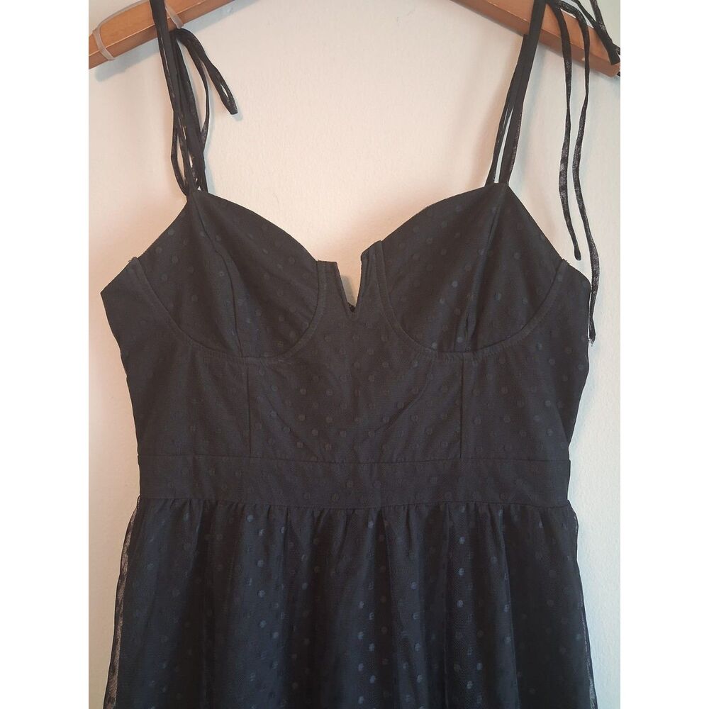 Lulu's Romantic Spot Black Polka Dot Cocktail Dress Medium - Picture 4 of 8